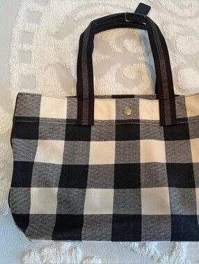 Coach Navy & White Buffalo Plaid Tote Bag